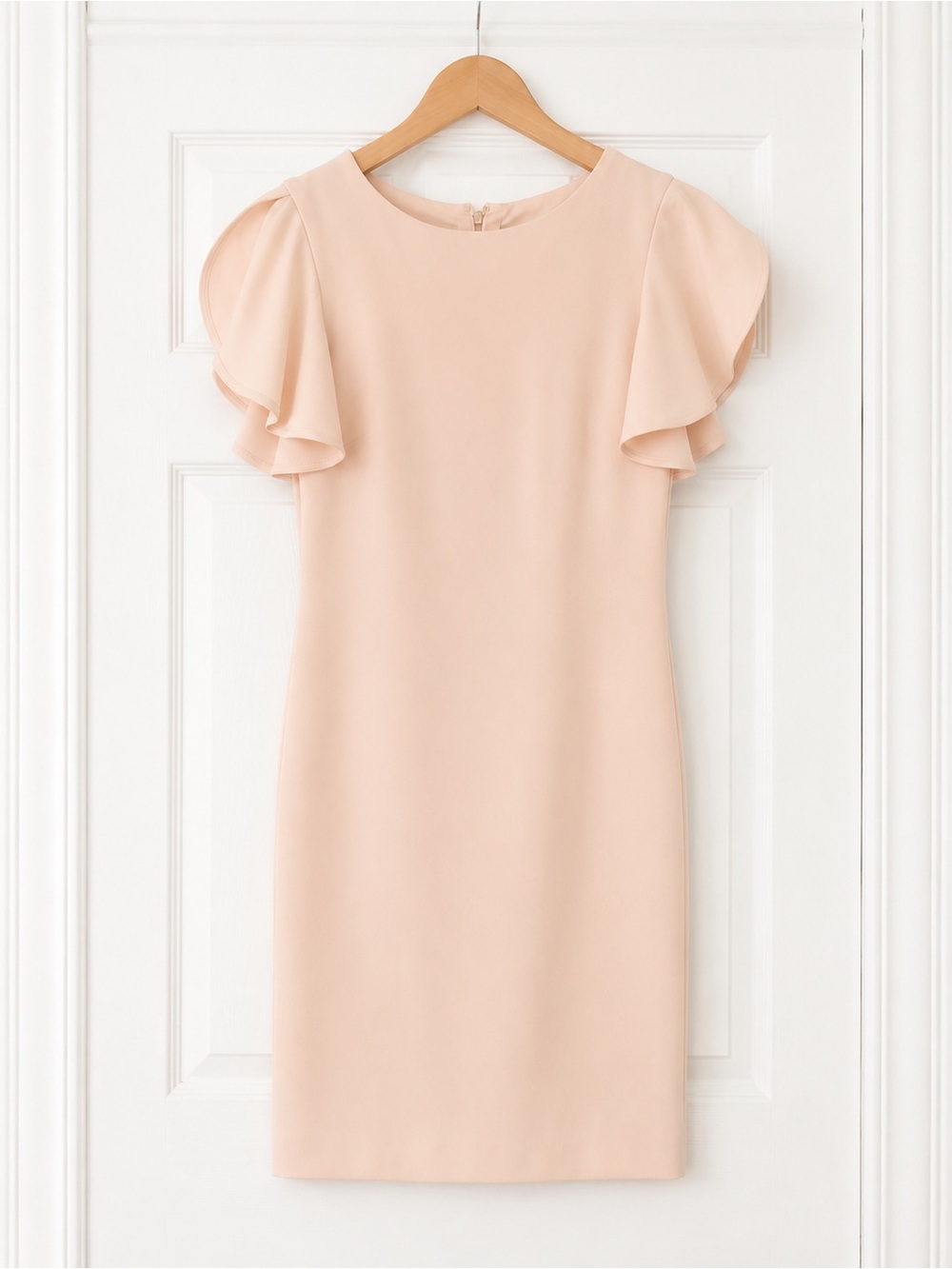 Calvin Klein Blush Pink Flutter Sleeve Midi Dress